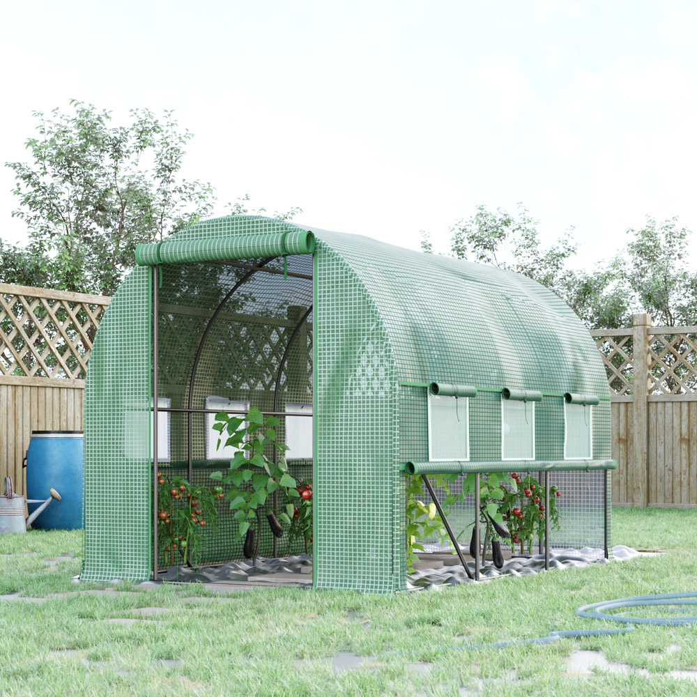 Outsunny Green PE Cover 6.5 x 9.6ft Walk In Polytunnel Greenhouse Image 2