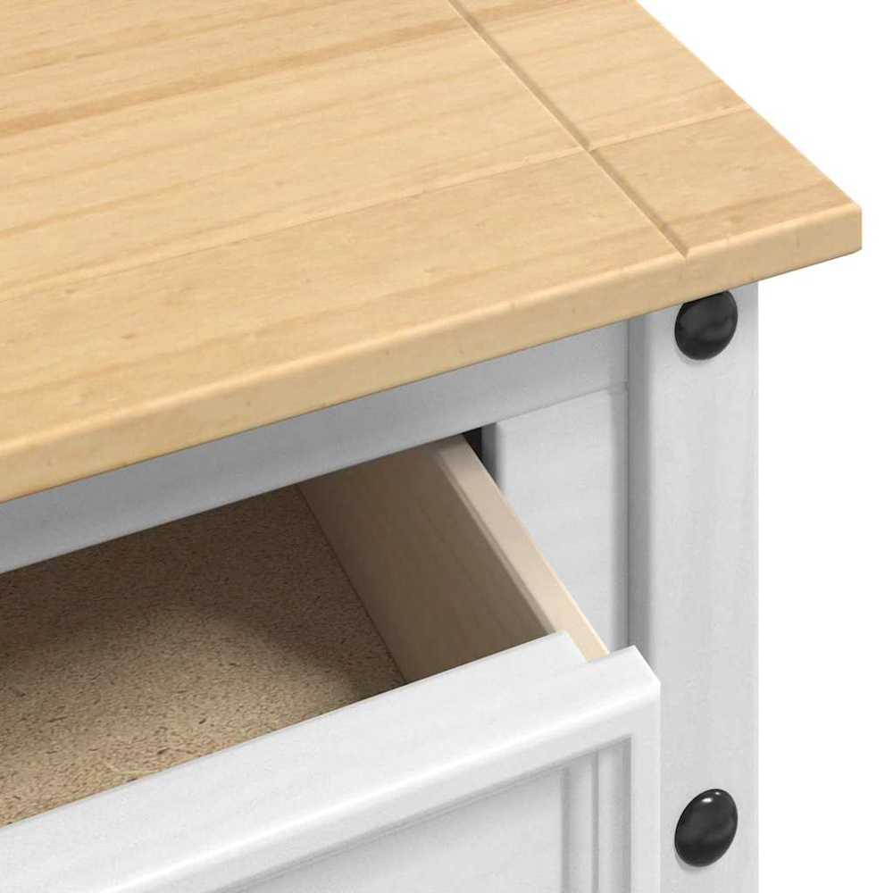 vidaXL Corona 2 Drawer White Solid Pine Wood Accent Table Image 7