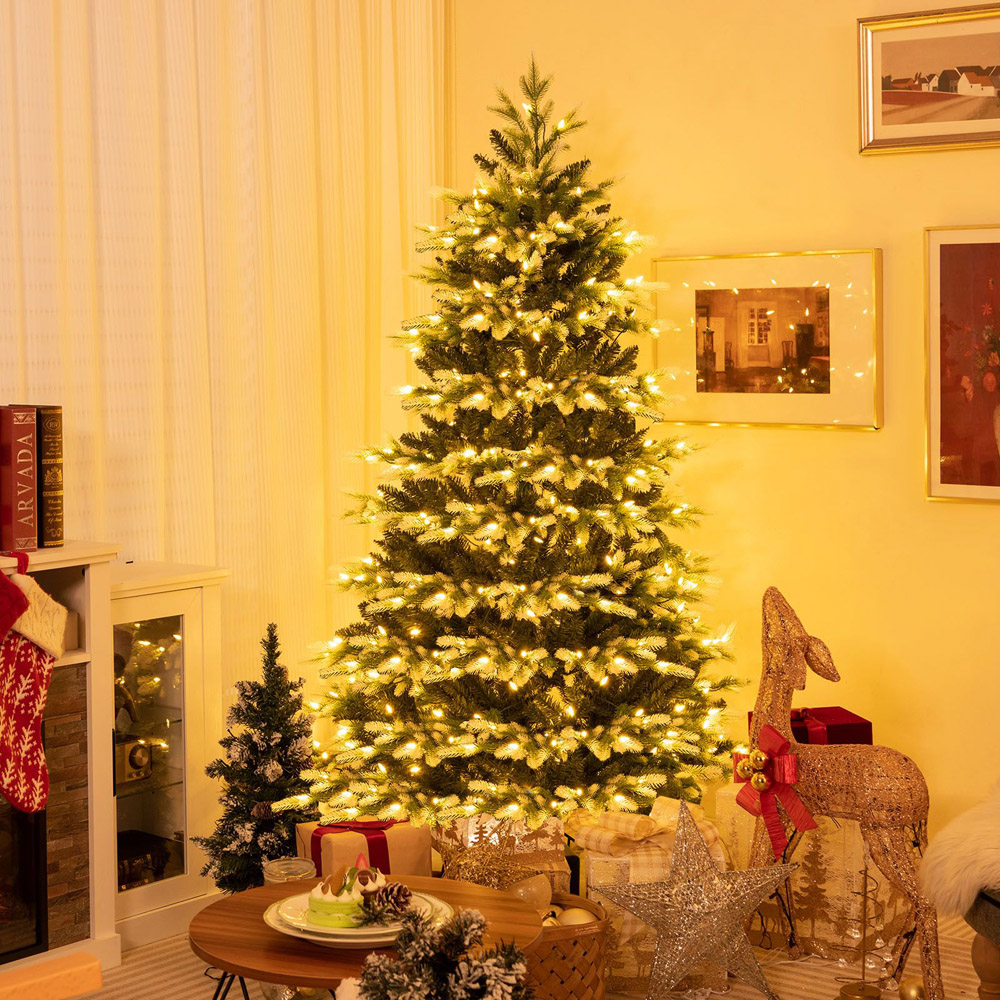 Costway Pre Lit White LED Artificial Christmas Tree with Remote 6ft Image 2