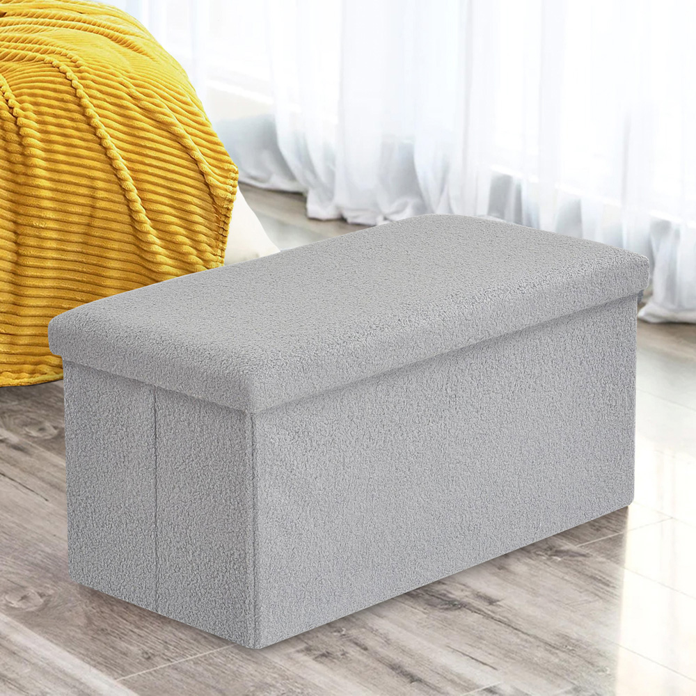 Homerepublic Silver Boucle Fabric Foldable Storage Box 76 x 38cm Image 2