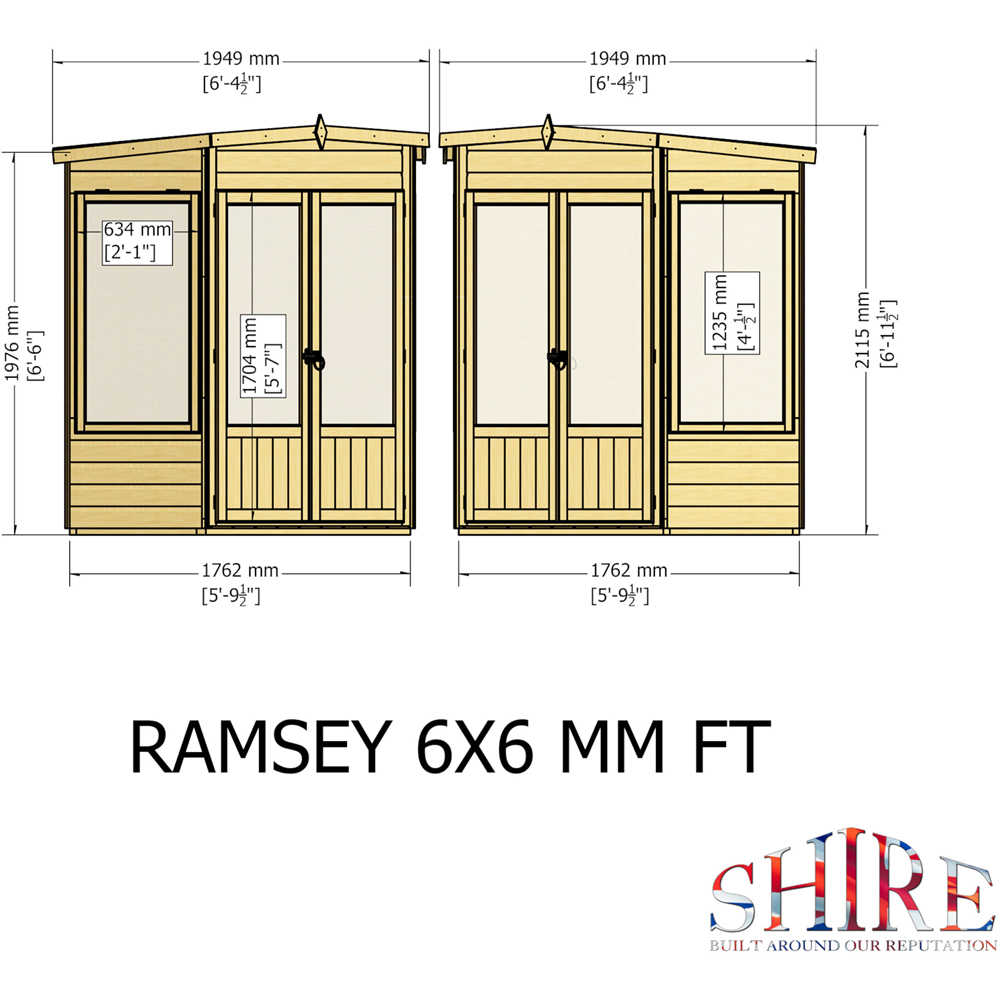 Shire Ramsey 6 x 6ft Shiplap Pent Corner Garden Summerhouse Image 9