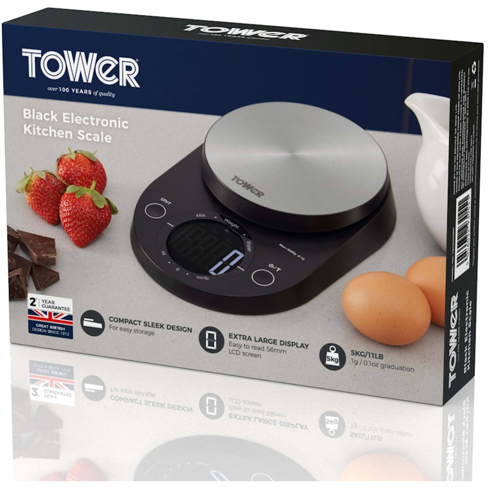 Tower Black Electronic Kitchen Scale Image 3