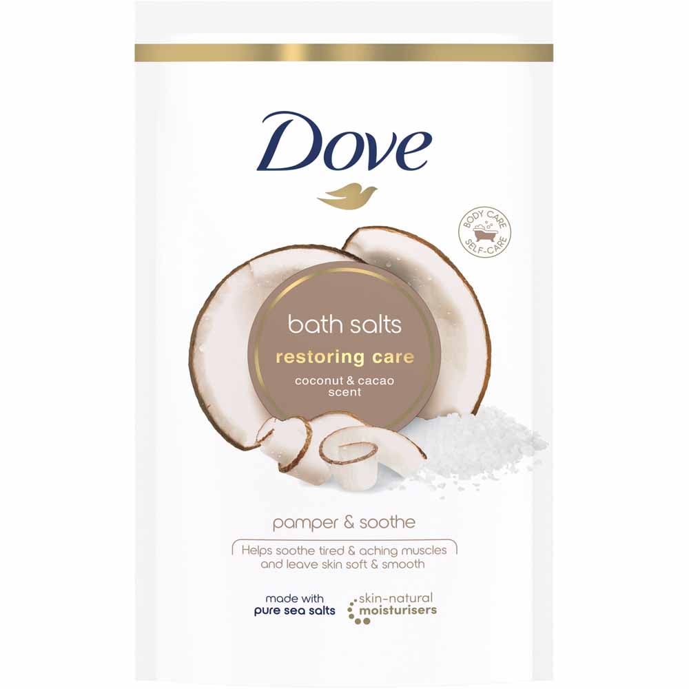 Dove Coconut and Cacao Restoring Care Bath Salts 900g Image 1