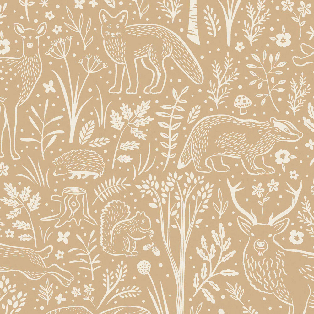 Grandeco Native Woodland Animals Terracotta Wallpaper Image 1