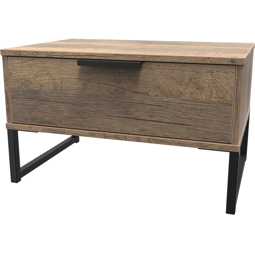 Crowndale Hong Kong Single Drawer Vintage Oak Wide Side Table Ready Assembled Image 2