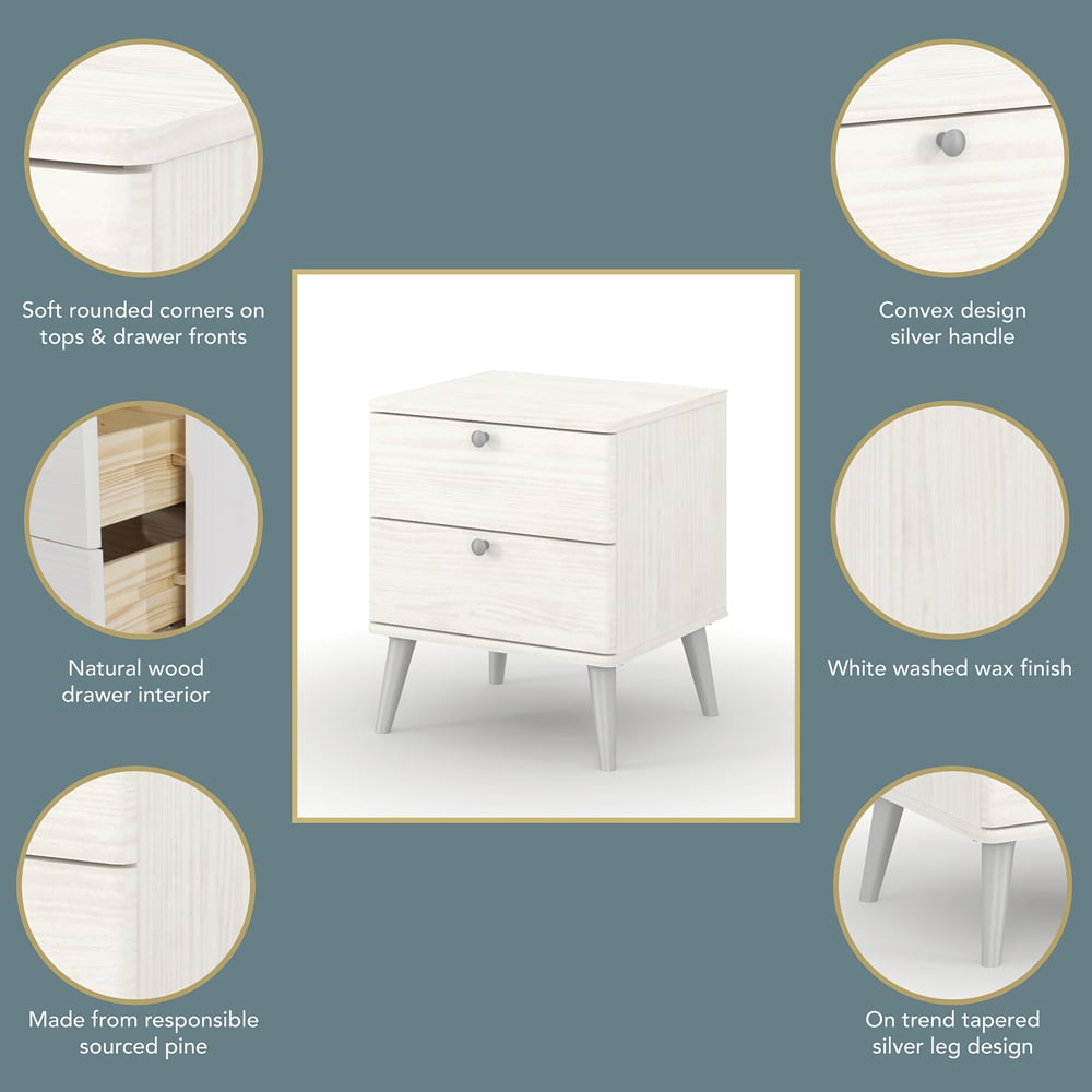 Core Products Augusta Curve 2 Drawer Bedside Table Image 6
