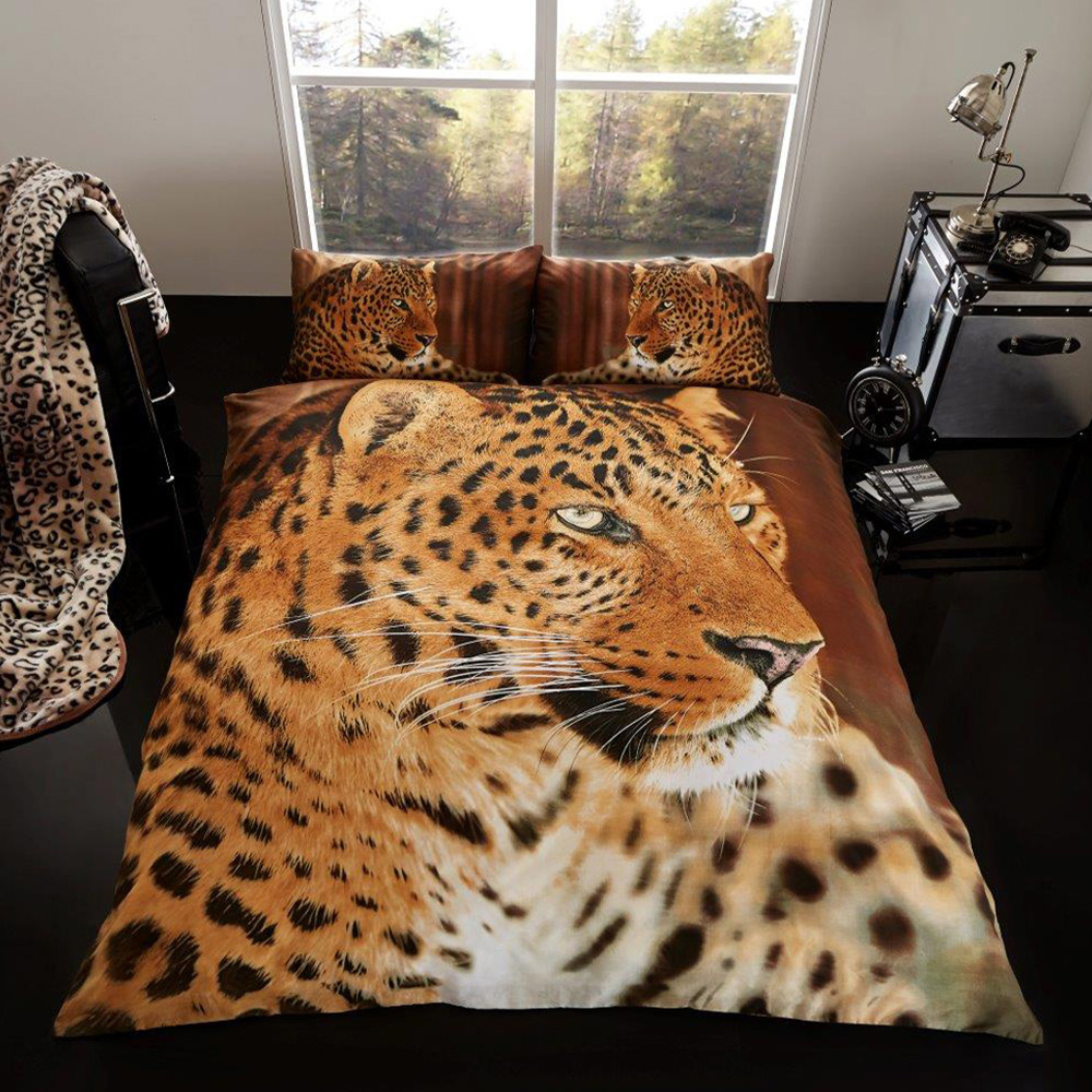 Smart Living King Size 3D Leopard Print Duvet Cover Set Image 1