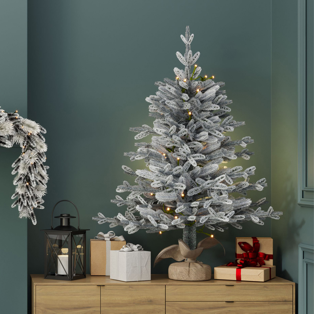 Charles Bentley Luxury Warm White LED Pre-Lit Faux Snowy Christmas Tree 3ft Image 2