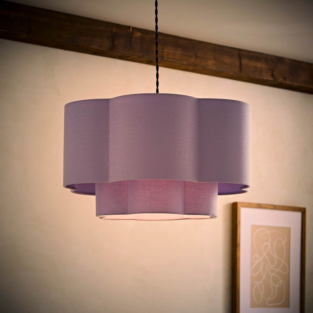 ValueLights Nora 2-Tier Lilac Linen Scallop Lamp Shade 45cm Image 2