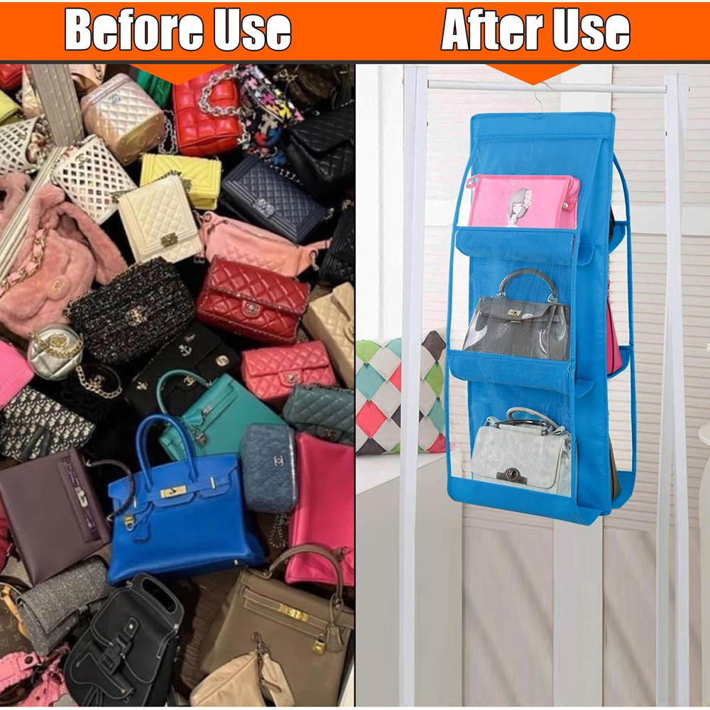 ATEK 6 Pocket Blue Hanging Handbag Organiser Image 4