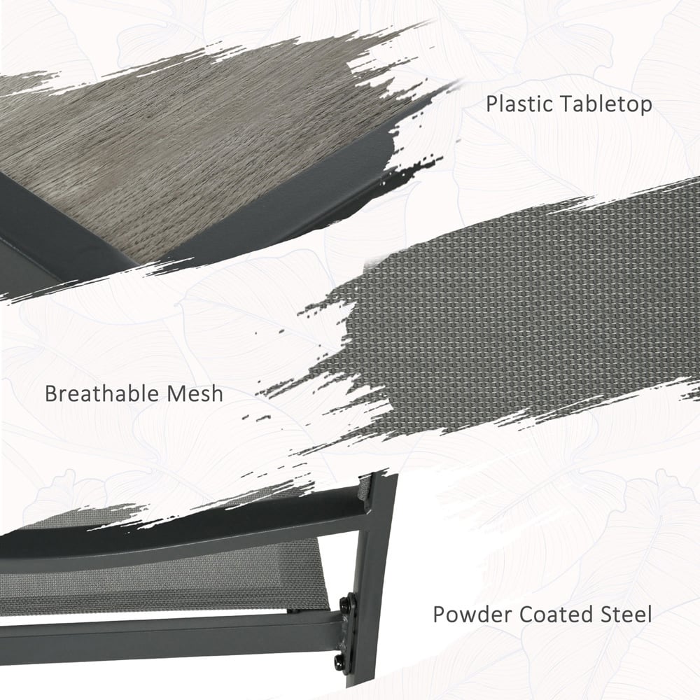 Outsunny 6 Seater Black and Wood Effect Garden Dining Set Image 5