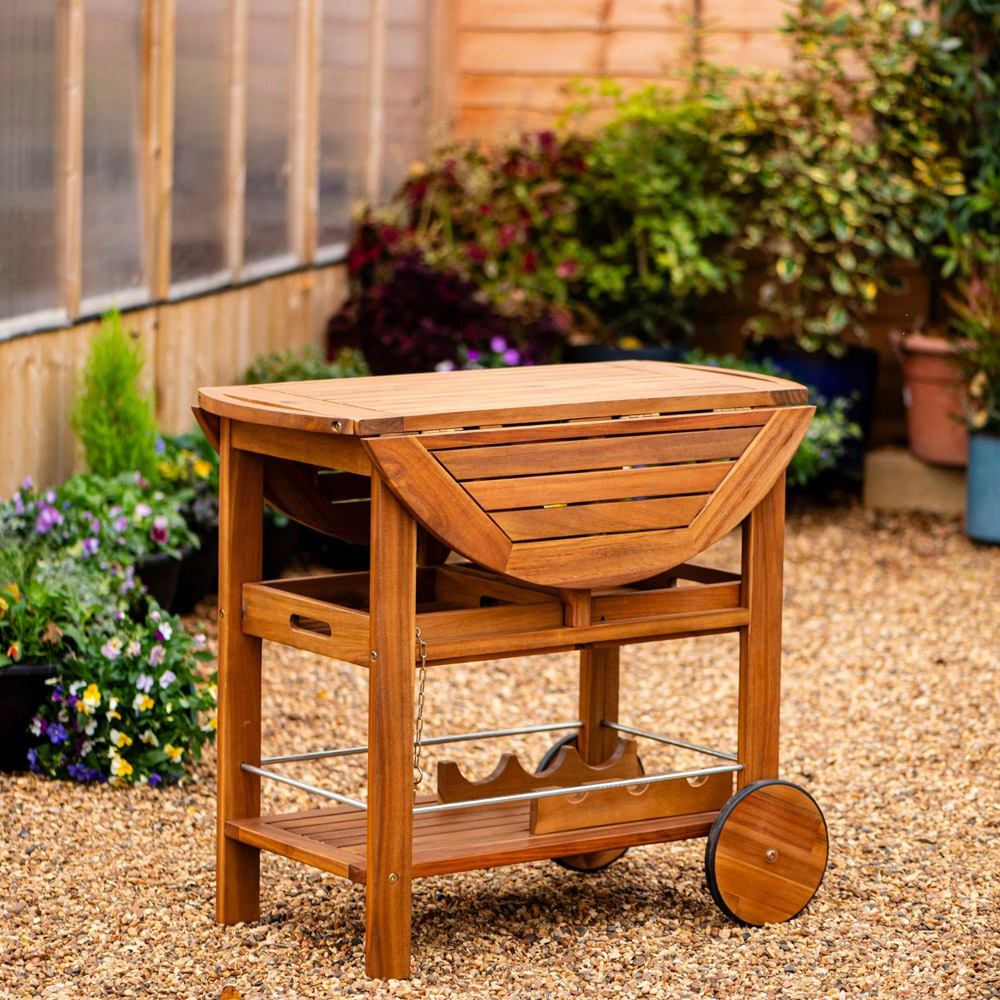 Thompson & Morgan Acacia Trolley Serving Table Image 2