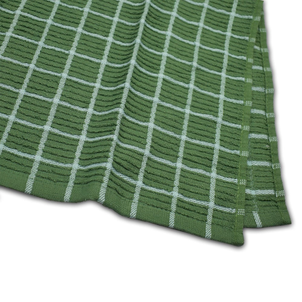 Kitchen Trends Green Ripple Check Tea Towel 3 Pack Image 3