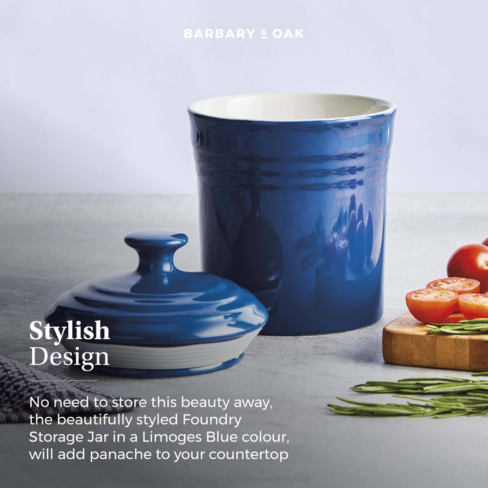 Barbary and Oak 17cm Limoges Blue Ceramic Storage Jar Image 6