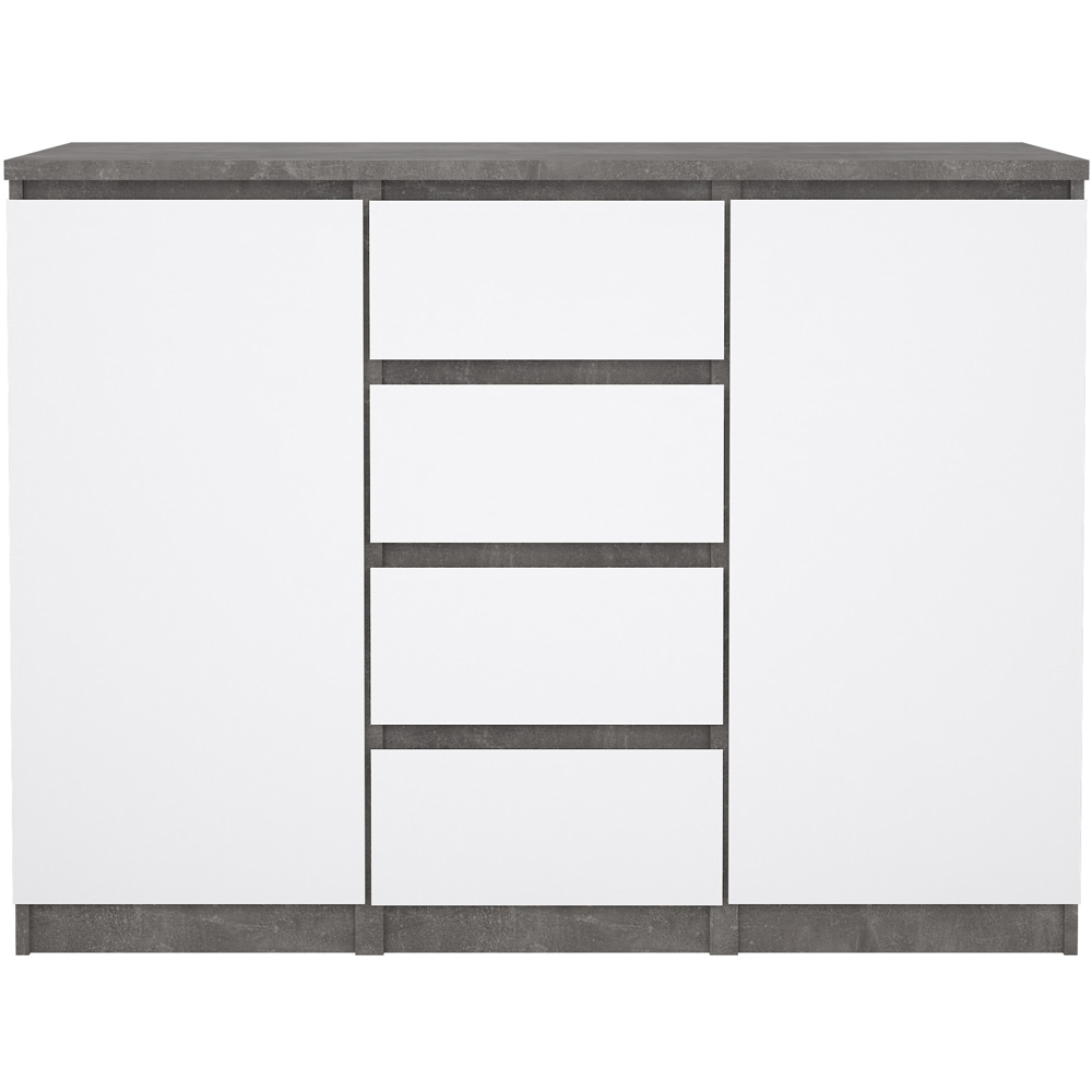 Florence 2 Door 4 Drawer Concrete and White High Gloss Sideboard Image 3