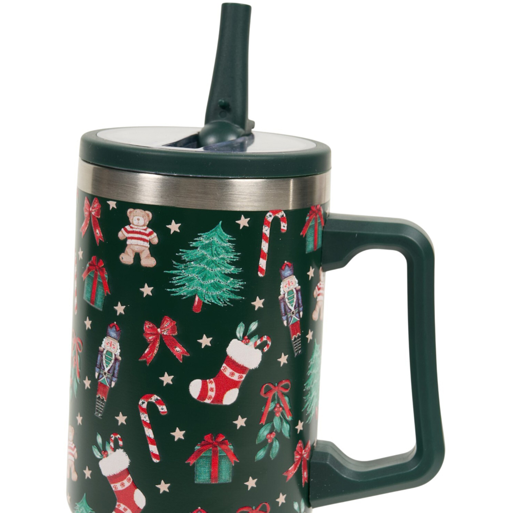 Xmas Print Vacuum Tumbler with Lid Image 4