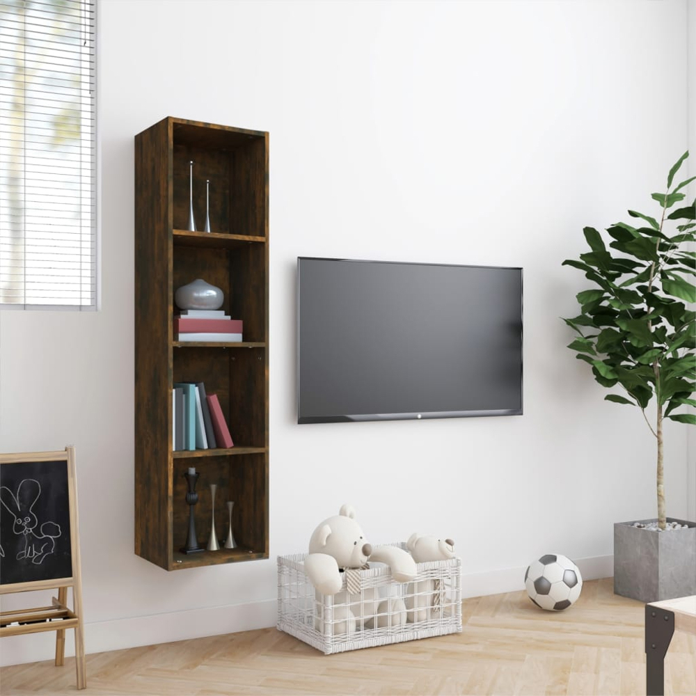 vidaXL 4 Shelf Smoked Oak Book Cabinet Image 5