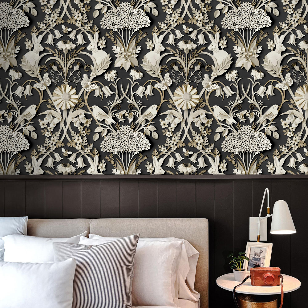 Fine Decor Woodland Charcoal Wallpaper Image 6