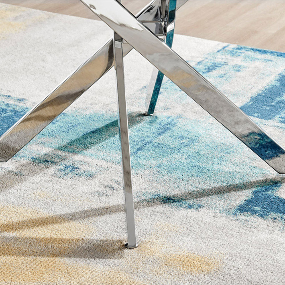 Furniturebox Arona Fortana Marble Effect 6 Seater Round Dining Set White Chrome and Black Image 7