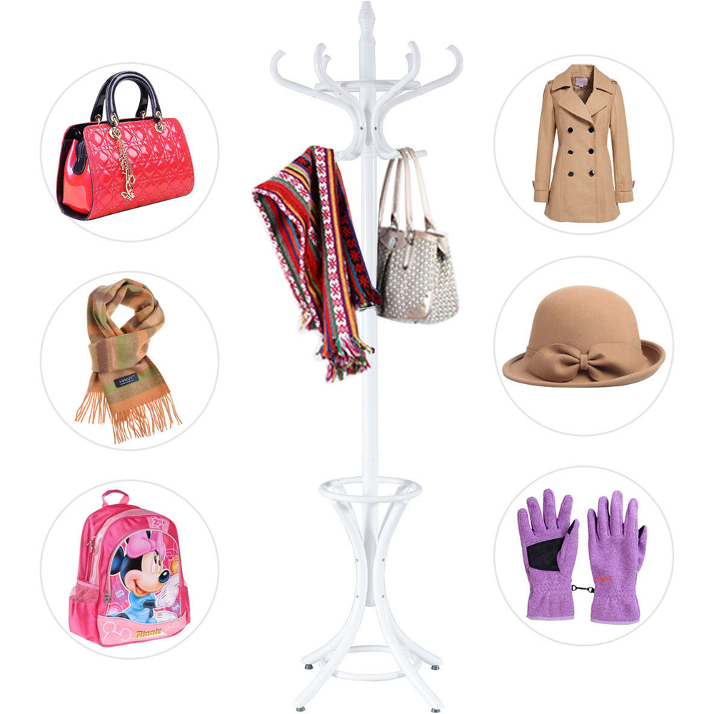 Costway White Floor Standing Coat Rack Image 8