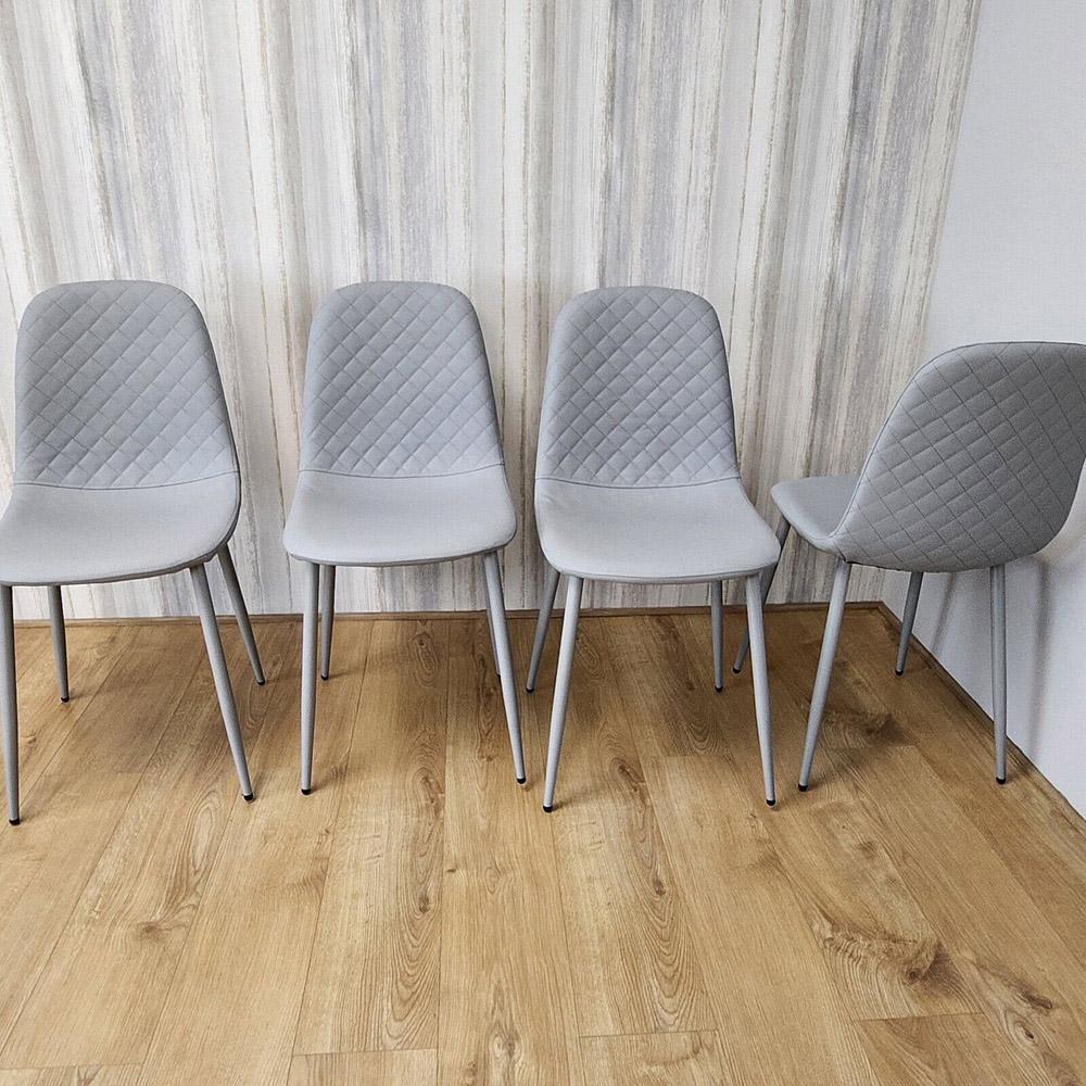 Denver Set of 4 Grey Leather Dining Chairs Image 6