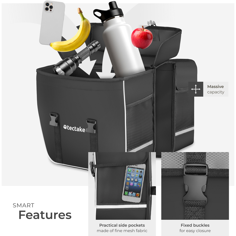 tectake Large Cycle Pannier Bag with Reflective Strips 35L Image 4