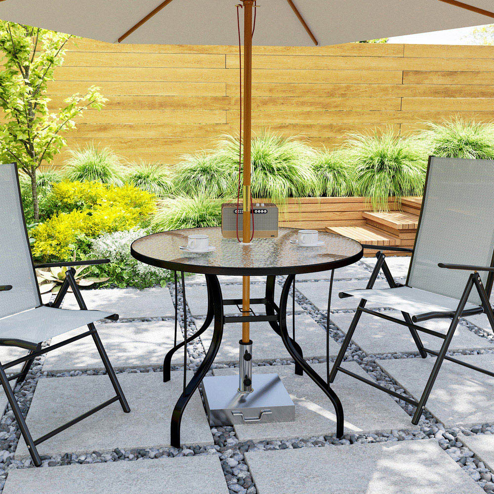 Outsunny 4 Seater Round Garden Dining Table with Parasol Hole Image 5