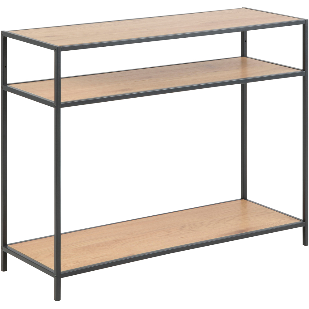 Florence Seaford 2 Shelf Black and Oak Console Table Image 2