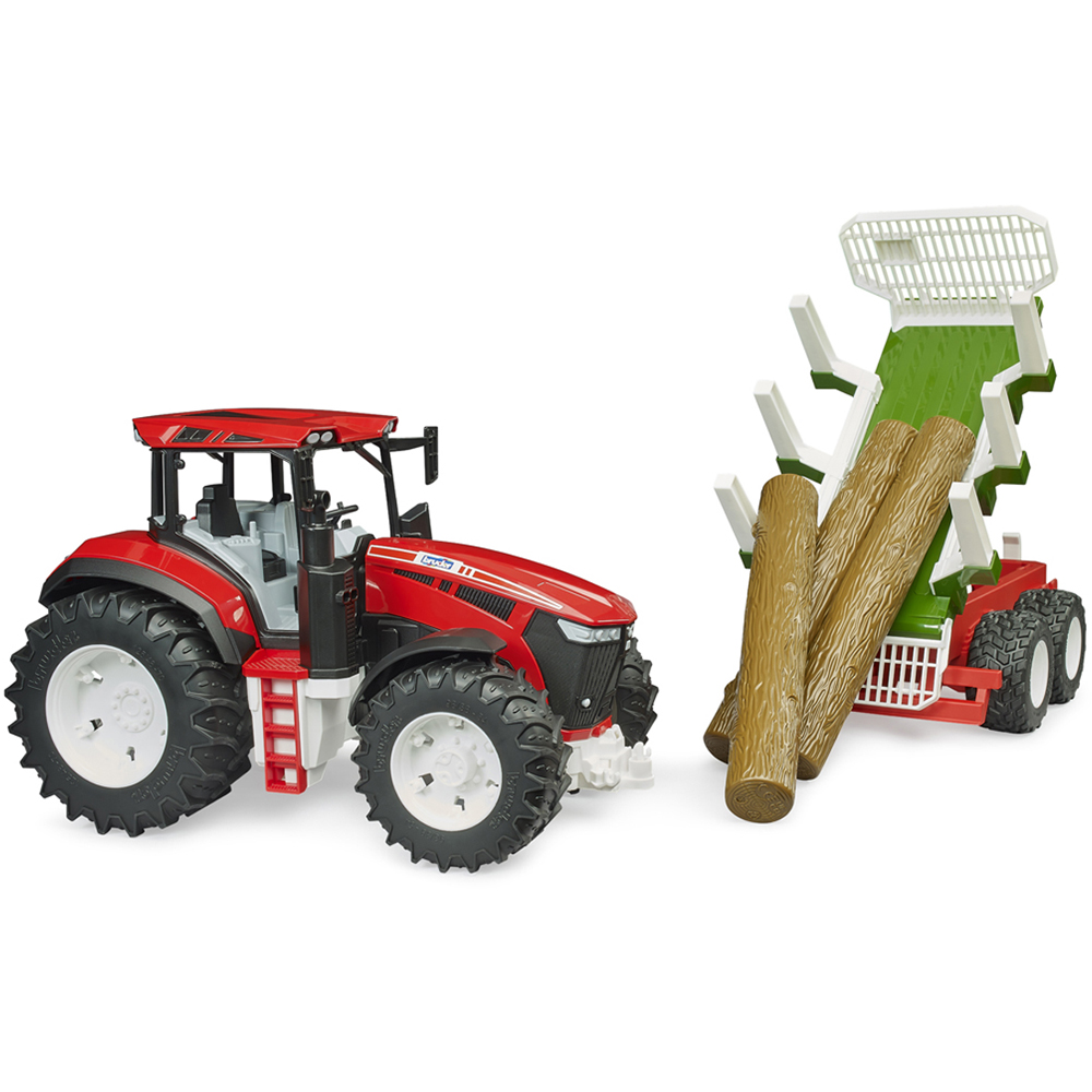 Bruder Kids ROADMAX Tractor with Forestry Trailer and 3 Trunks Playset Model Image 7