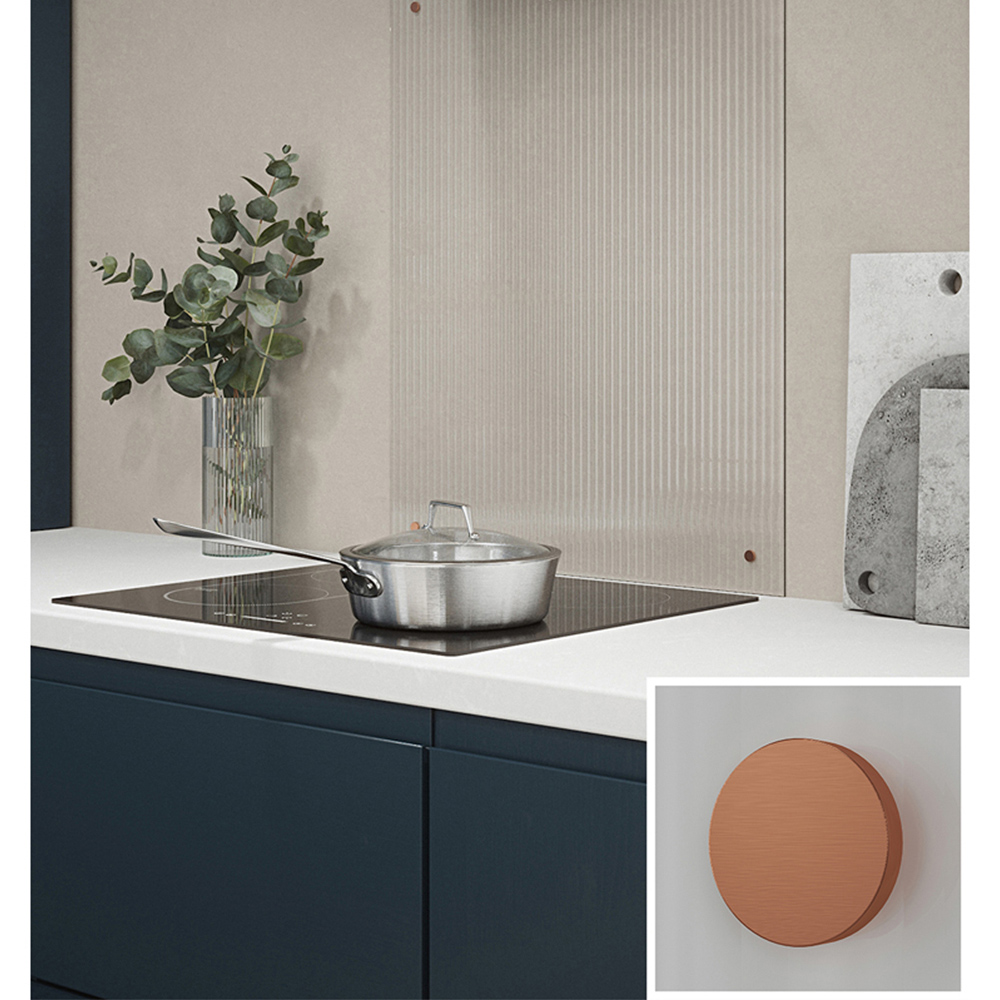 Fluted Clear Glass Kitchen Splashback with Brushed Copper Caps 600 x 750 x 4mm Image 3