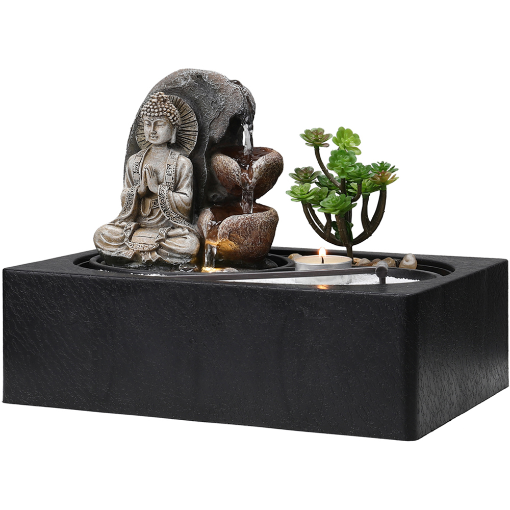 Living and Home LED Buddha Zen Tabletop Fountain Image 1