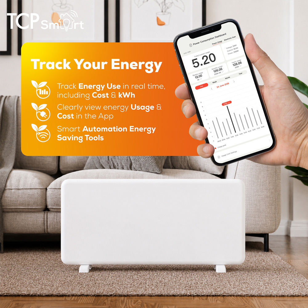 TCP Smart Serene White Energy Monitoring Panel Heater 2000W 815 x 435mm Image 6