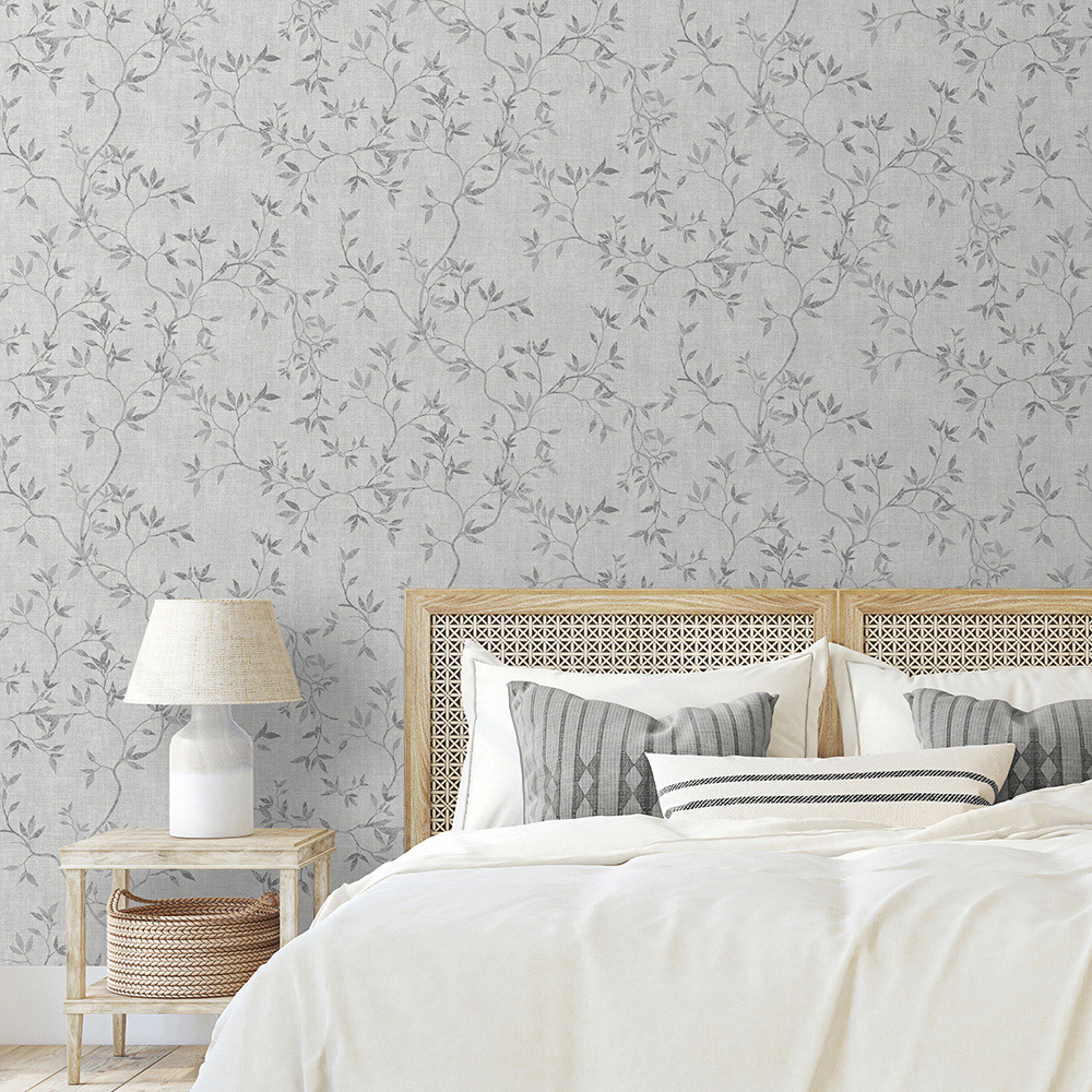 Muriva Japandi Leaf Grey Wallpaper Image 5