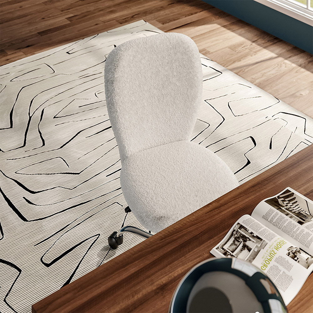Living and Home Cream Plush Office Chair Image 8
