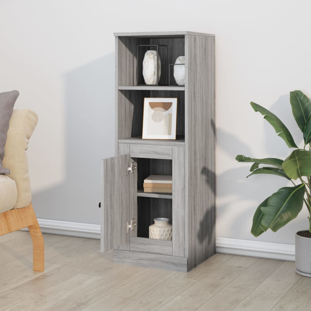 vidaXL Single Door 2 Shelf Grey Sonoma Highboard Image 3