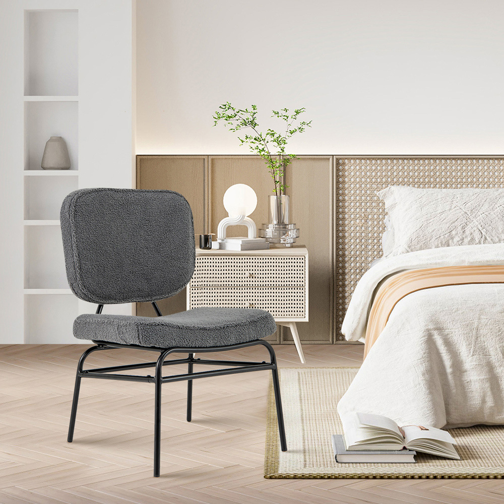 Costway Grey Upholstered Accent Chair Image 3