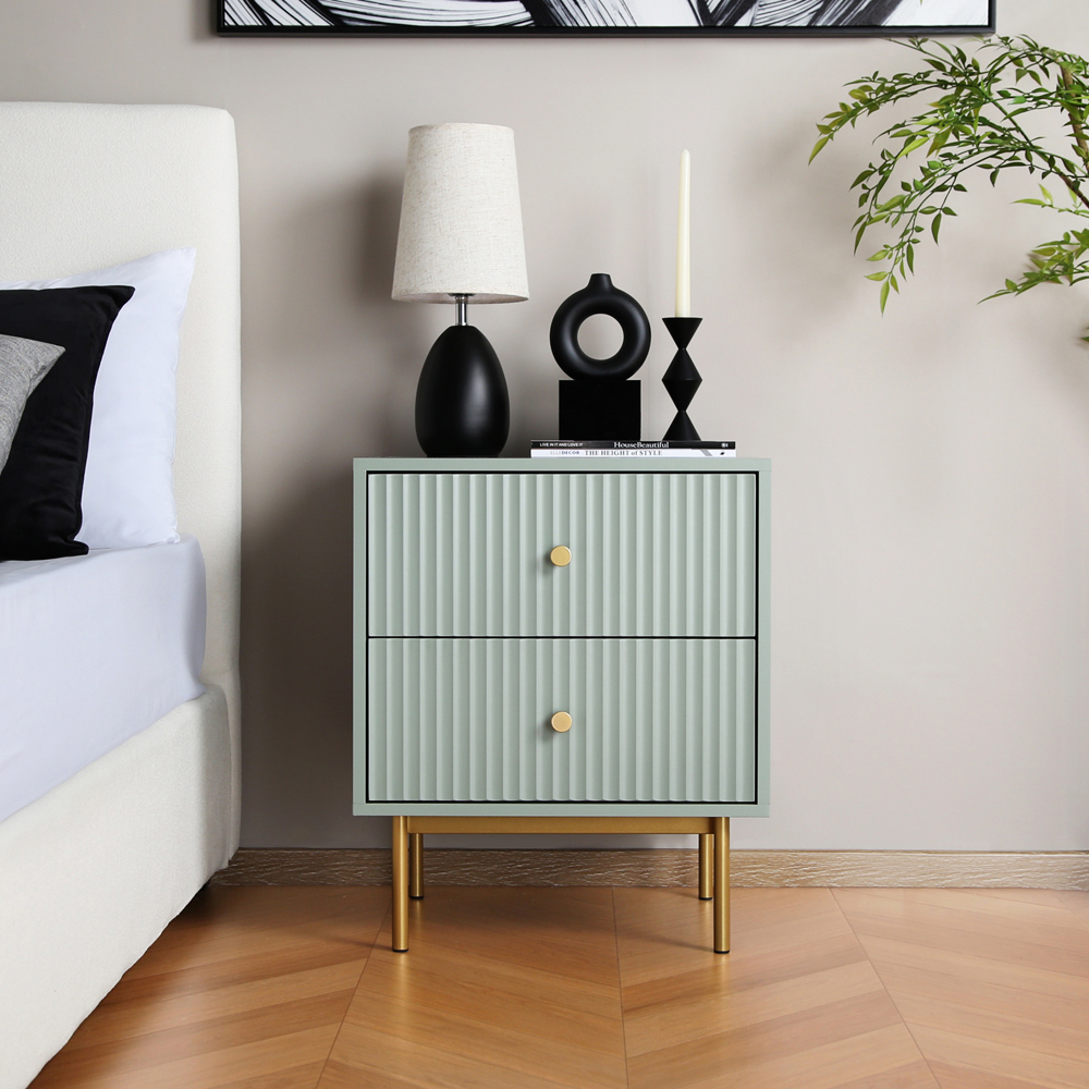Devon Sage 2 Drawer Bedside Table Image 3