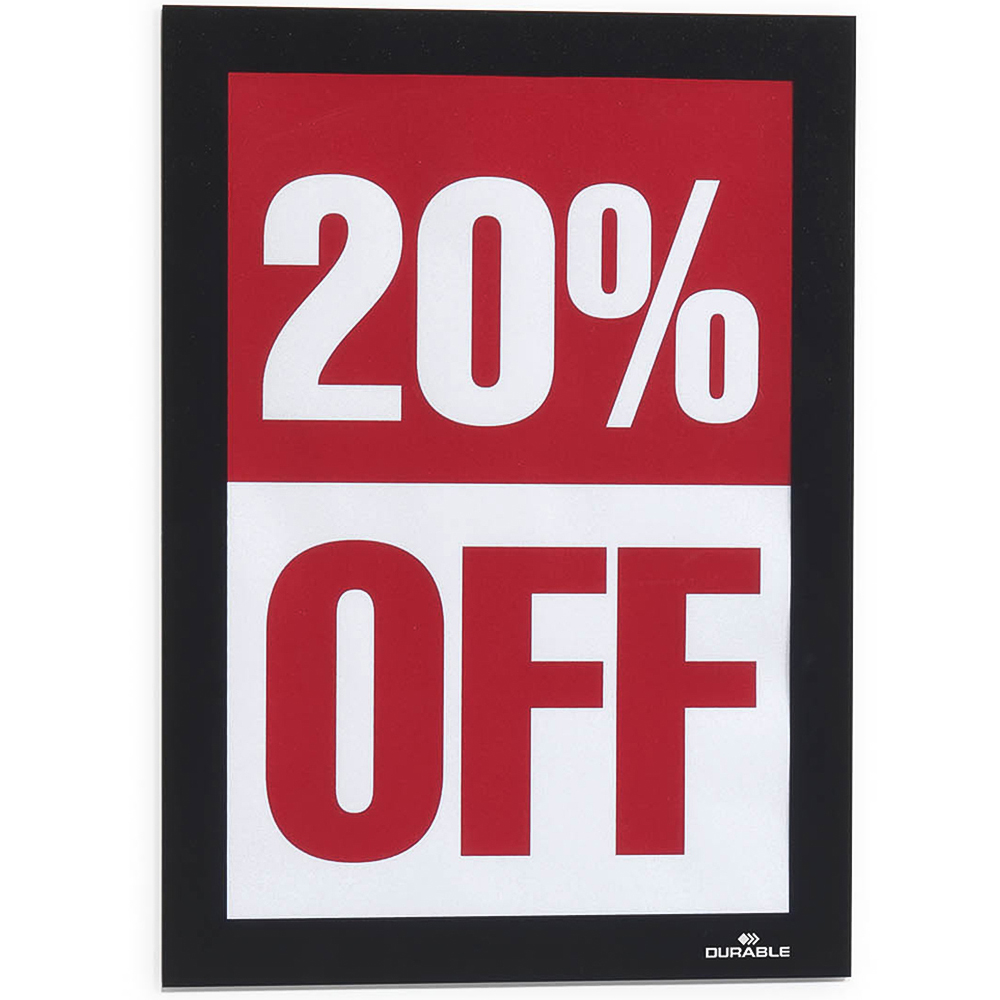 Durable DURAFRAME A5 Black Self Adhesive Magnetic Signage Frame 2 Pack Image 3