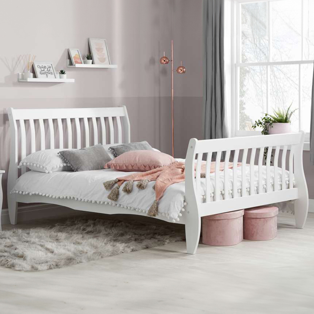 Belford Small Double White Wooden Bed Image 1