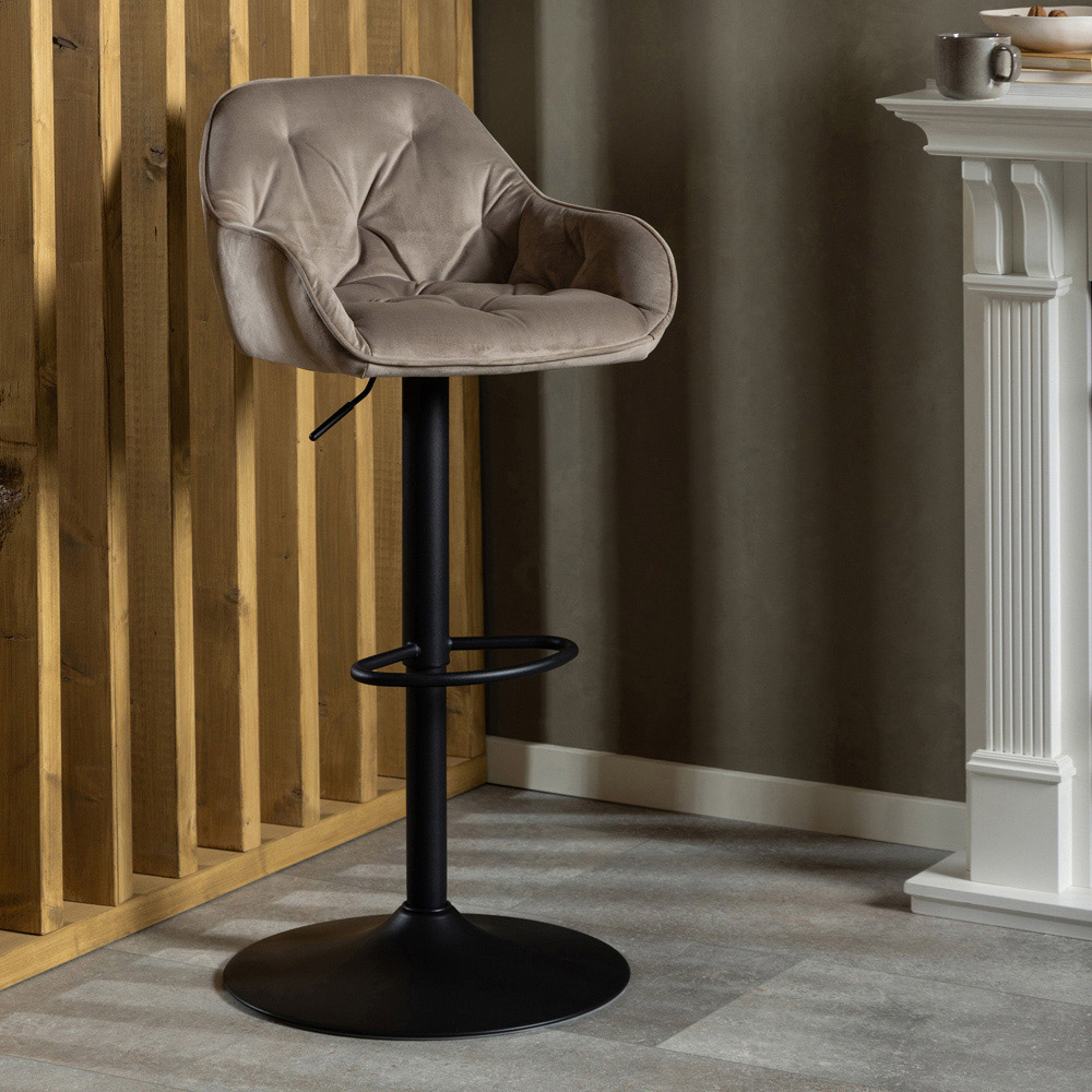 Florence Brooke Beige Height Adjustable Swivel Bar Stool Set of 2 Image 9