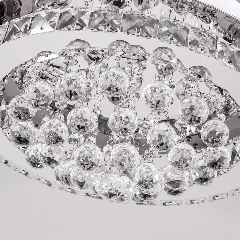 Living and Home Round Crystal Droplet LED Semi Flush Ceiling Light Image 6