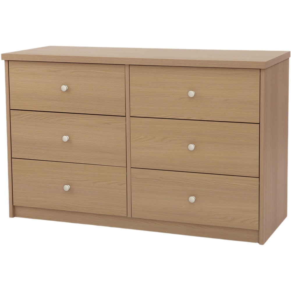 Core Products Freya 6 Drawer Smoked Oak Foil Finish Double Wide Chest of Drawers Image 2