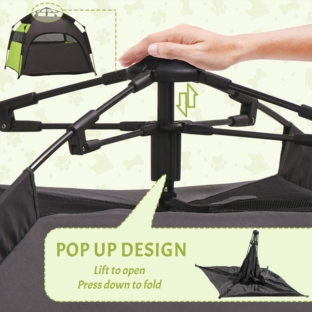 PawHut Foldable Green Pet Tent with Waterproof Oxford Cloth Carry Bag Image 5