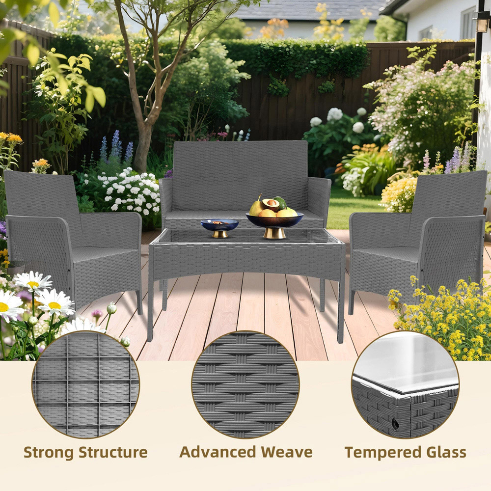Alivio 4 Seater Grey Rattan Garden Lounge Set Image 4