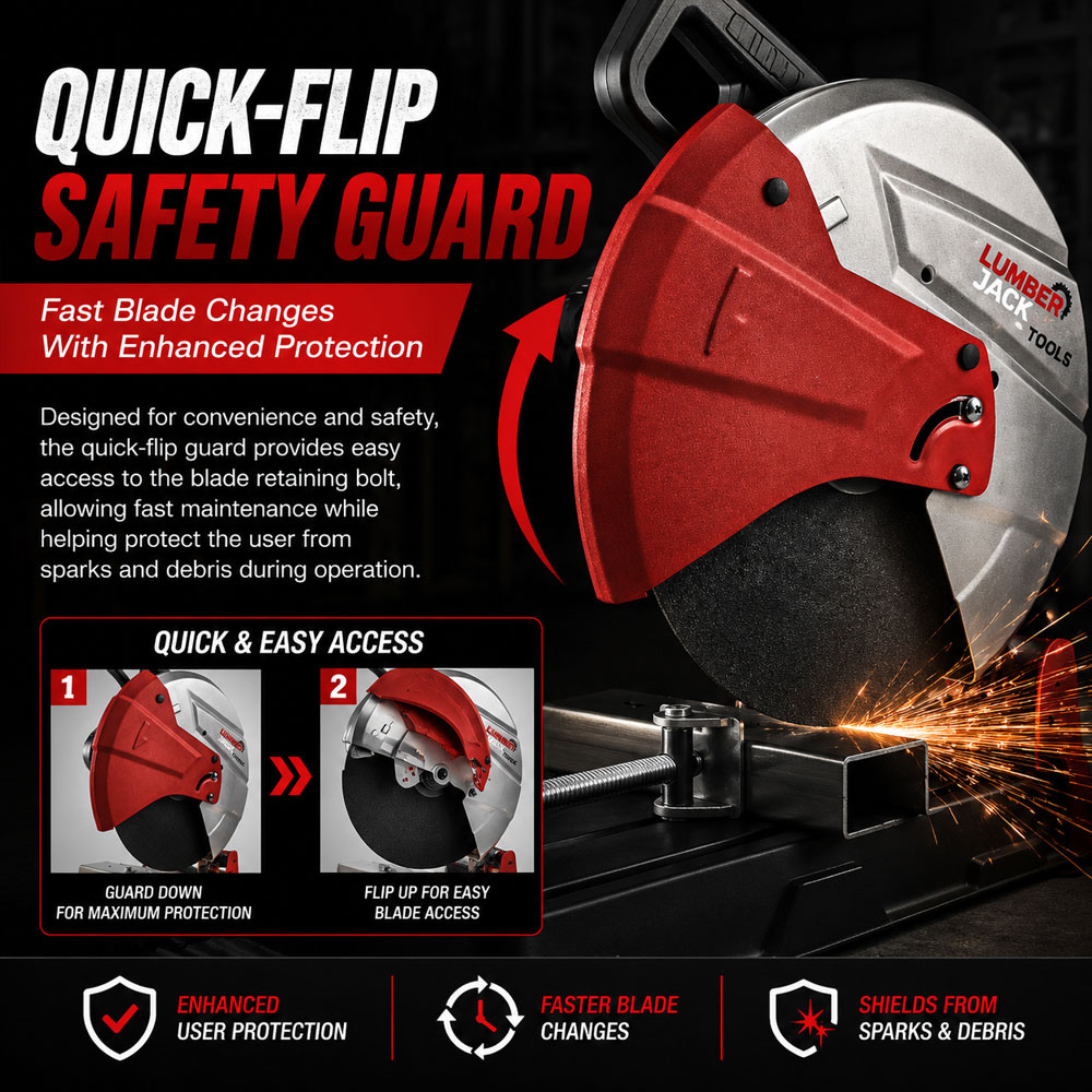 Lumberjack MCS355 2600W Metal Cut-Off Saw with Abrasive Blade Vice and Safety Guard 355mm Image 3