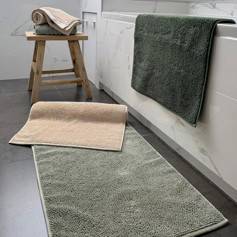 Misona Loop Sage Green Reversible Organic Cotton Bath Mat 50 x 80cm Image 3