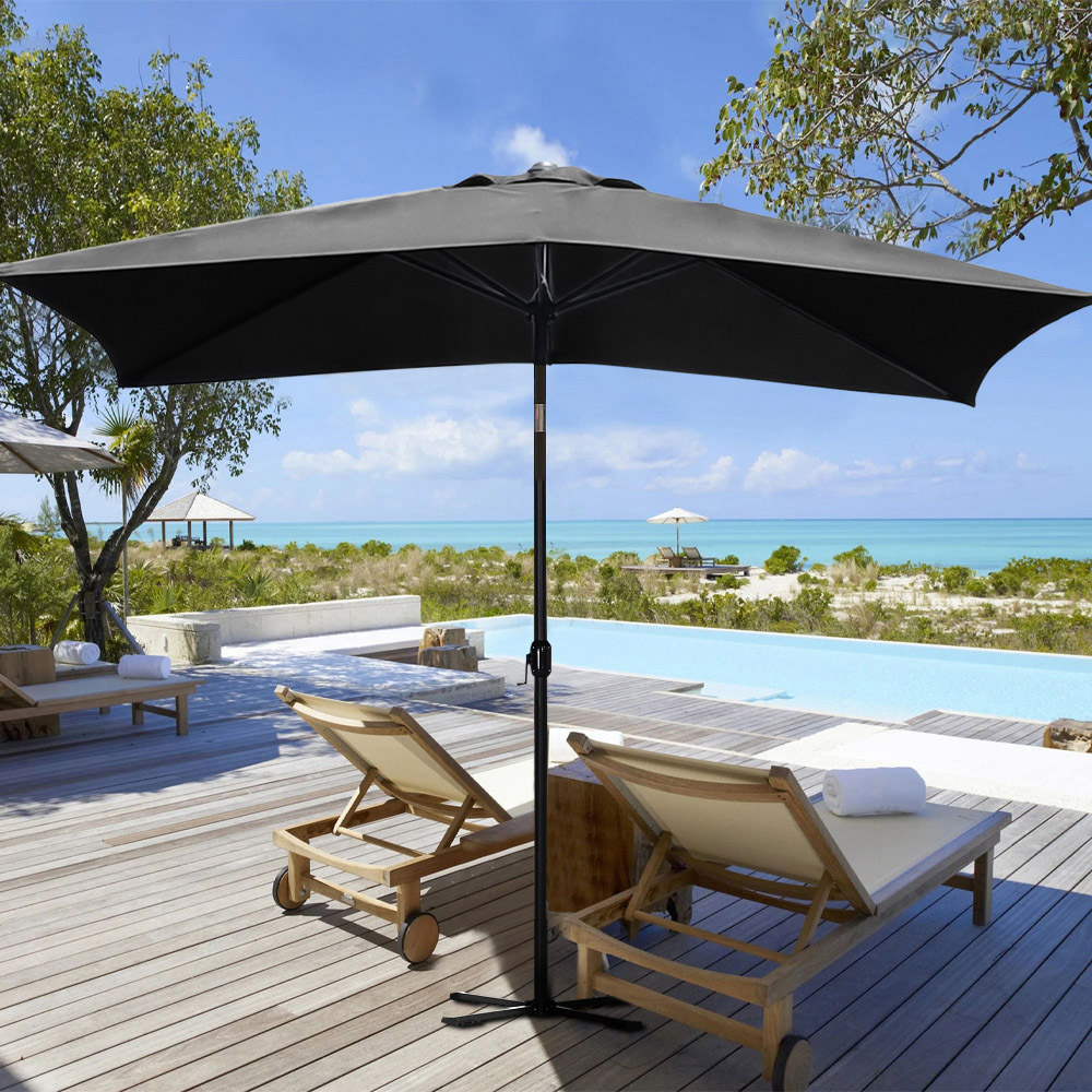 Living and Home Black Crank and Tilt Parasol with Foldable Base 3m Image 6