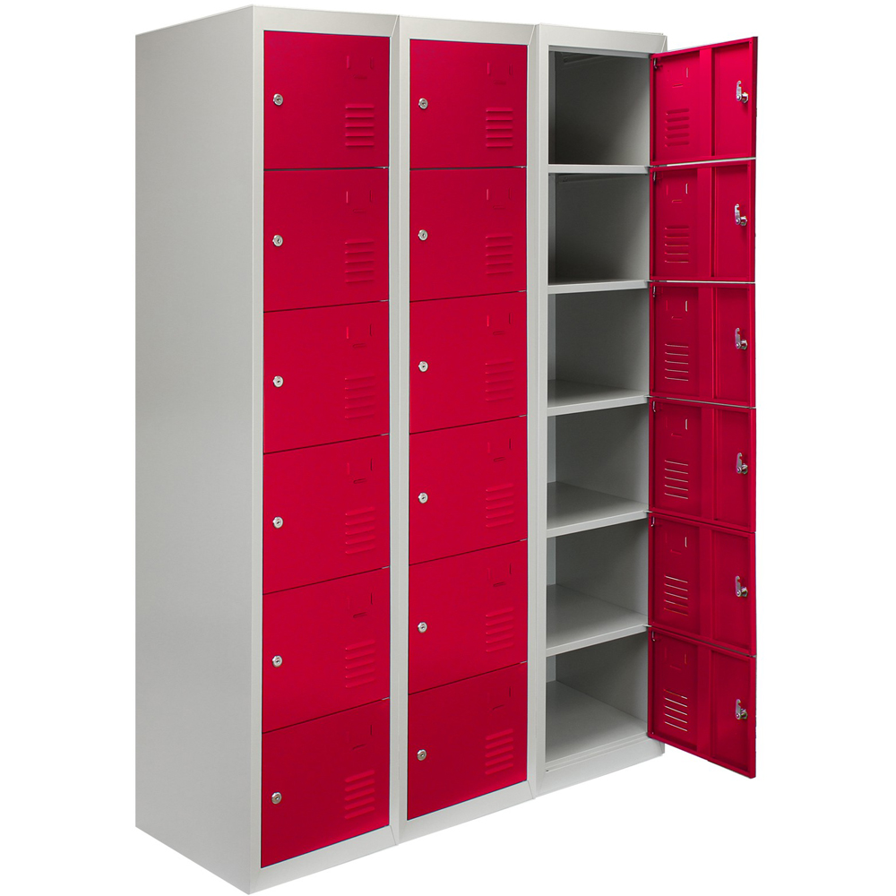 Monstershop 6 Door Red Metal Storage Locker 3 Pack Image 2