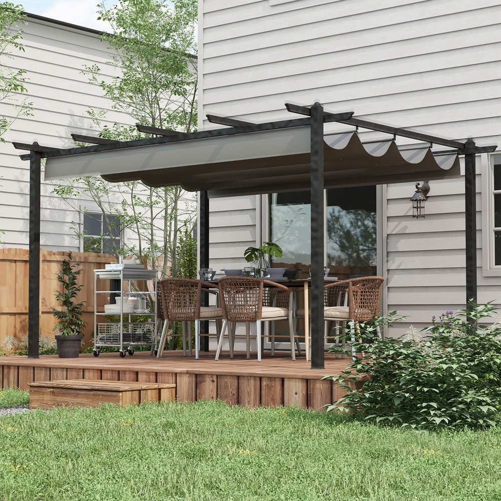 Outsunny 4 x 3m Aluminium Garden Gazebo with Retractable Roof Image 1