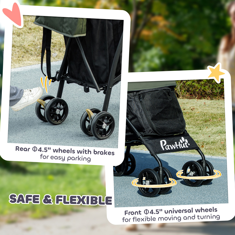 PawHut Dark Green Lightweight Foldable Mini Dog Stroller Image 8